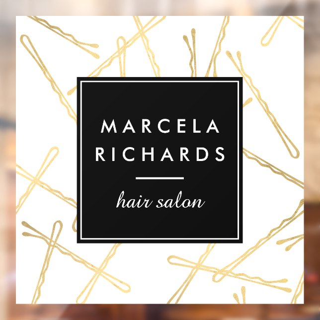 Autocollant Pour Fenêtre Épingles à Cheveux en Or Chic Salon de Coiffure (Feuille 2)