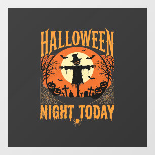 Autocollant Pour Fenêtre Épouvantail de cimetière de nuit d'Halloween Vecte