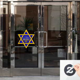 Autocollant Pour Fenêtre Étoile de David & Menorah