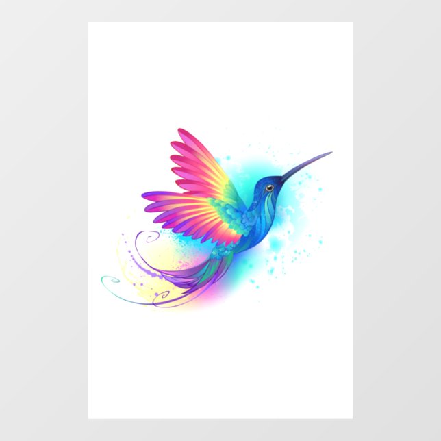 Autocollant Pour Fenêtre Exotic Rainbow Hummingbird (Feuille)