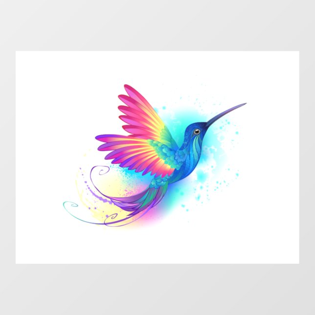 Autocollant Pour Fenêtre Exotic Rainbow Hummingbird (Feuille)