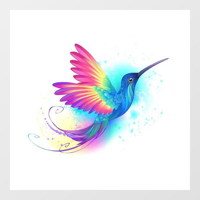 Autocollant Pour Fenêtre Exotic Rainbow Hummingbird (Feuille)