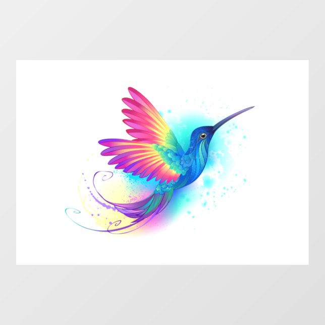 Autocollant Pour Fenêtre Exotic Rainbow Hummingbird (Feuille)