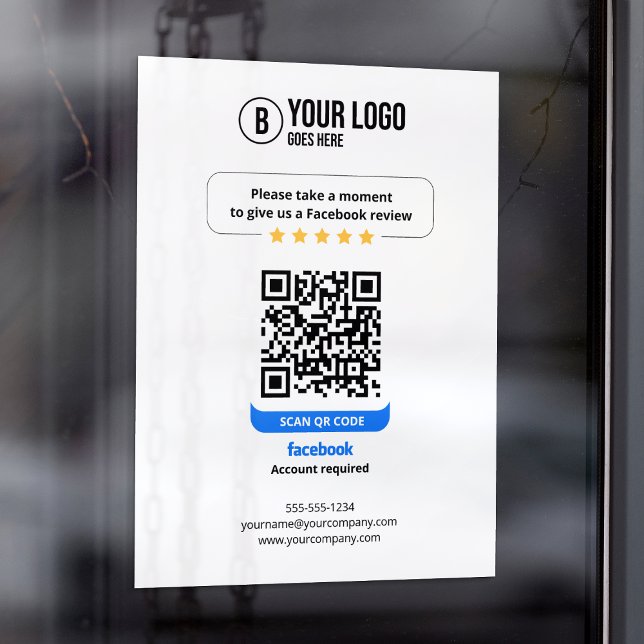 Autocollant Pour Fenêtre Facebook Avis QR Code Note Mon entreprise 5 étoile (Créateur téléchargé)