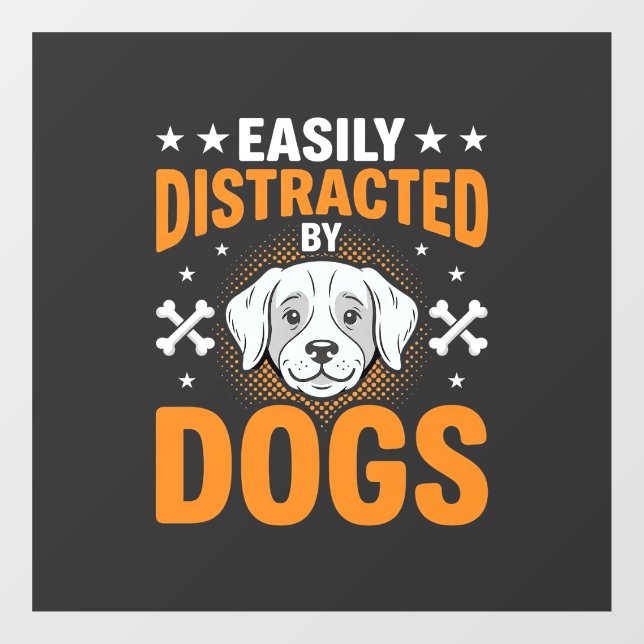 Autocollant Pour Fenêtre Facilement Distrait Par Les Chiens (Feuille)