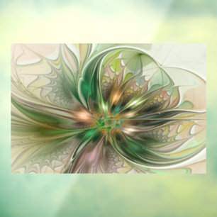 Autocollant Pour Fenêtre Fantaisie Abstraite Moderne Fleur Fractale Colorée