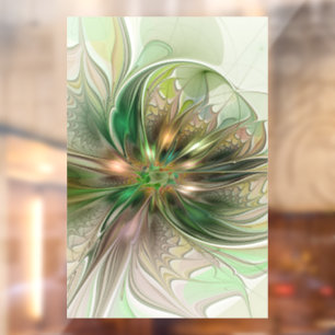 Autocollant Pour Fenêtre Fantaisie Abstraite Moderne Fleur Fractale Colorée