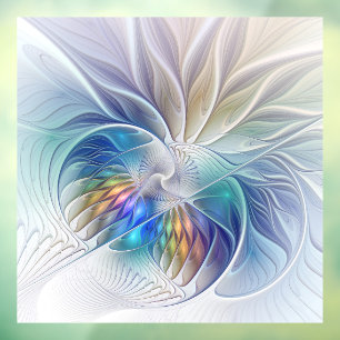Autocollant Pour Fenêtre Fantaisie florale, fleur fractale abstraite coloré