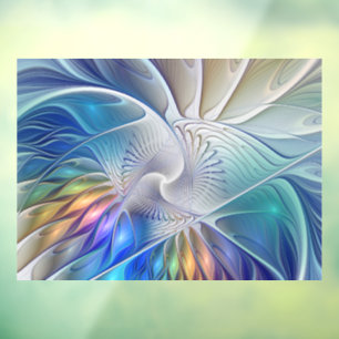 Autocollant Pour Fenêtre Fantaisie florale, fleur fractale abstraite coloré