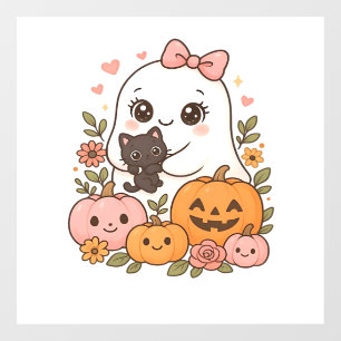 Autocollant Pour Fenêtre Fantôme Mignon Halloween Chat Noir Citrouille Auto