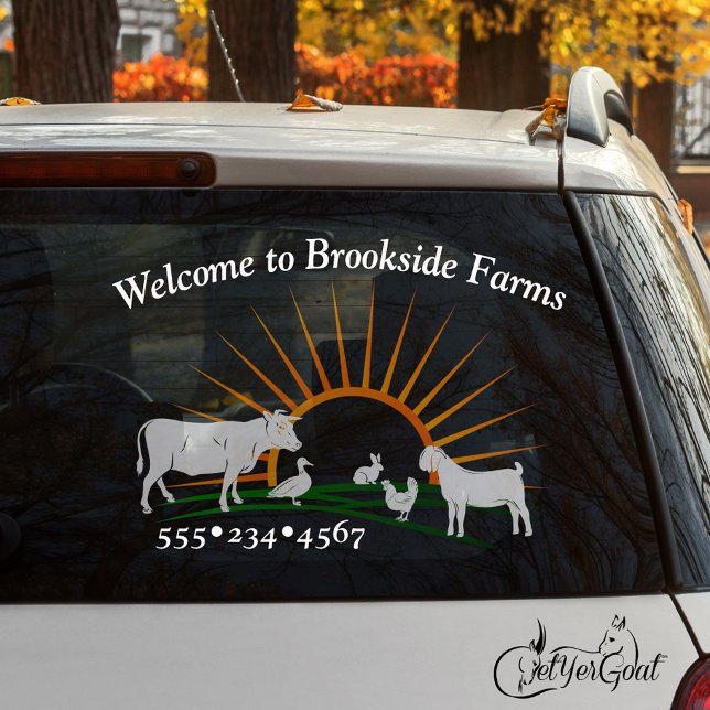 Autocollant Pour Fenêtre Farm Livestock Animals Sunrise Hill Window Cling (Créateur téléchargé)
