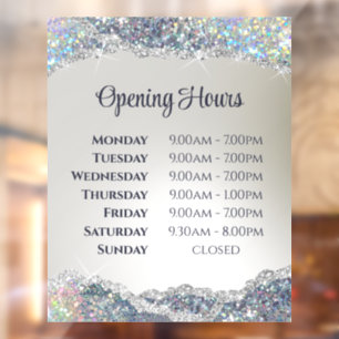 Autocollant Pour Fenêtre Faux Argent Parties scintillant huile heures d'ouv