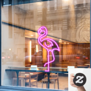 Autocollant Pour Fenêtre Faux Flamant Rose Néon Tropical Façade de Magasin