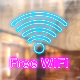 Autocollant Pour Fenêtre Faux Néon Café Donuts Boutique Entreprise Wi-Fi Gr