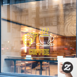 Autocollant Pour Fenêtre Faux Neon Coffee et Croissant Signal Clouer