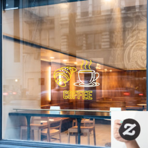 Autocollant Pour Fenêtre Faux Neon Coffee et Croissant Signal Clouer