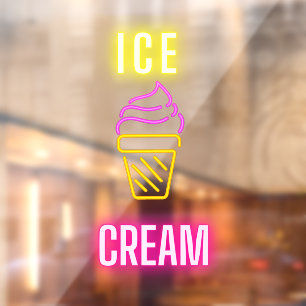 Autocollant Pour Fenêtre Faux Neon Ice Cream Cone Business