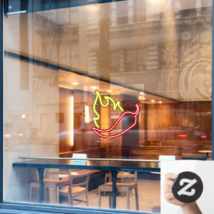 Autocollant Pour Fenêtre Faux Neon Red Chili Pepper Yellow Flame