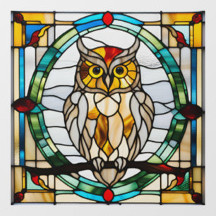 Autocollant Pour Fenêtre Faux vitrail de hibou