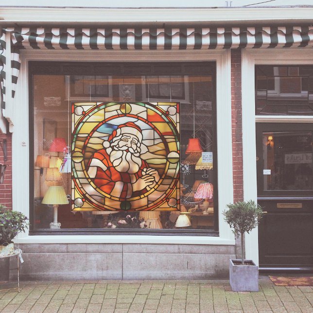 Autocollant Pour Fenêtre Faux Vitraux Santa Claus Grand (Créateur téléchargé)