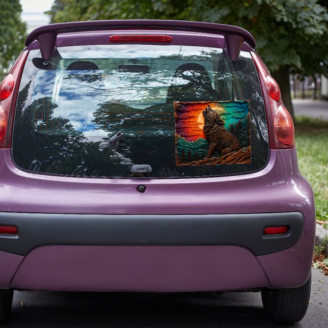 Autocollant Pour Fenêtre Faux Wolf de sculpture sur bois Howling Mountain F (Créateur téléchargé)