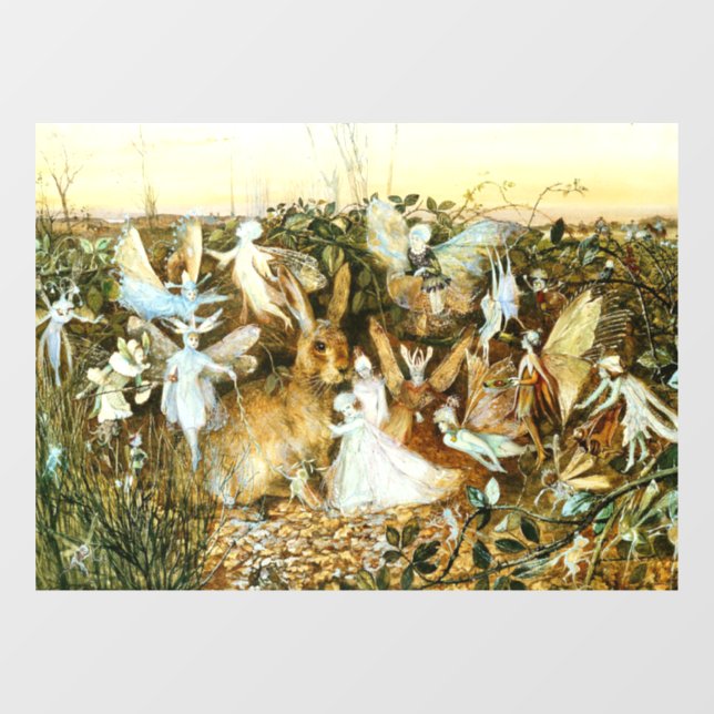 Autocollant Pour Fenêtre Fées et lapin (Feuille)