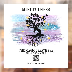 Autocollant Pour Fenêtre ** Femme Arbre de vie Méditation de Yoga Reiki