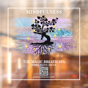 Autocollant Pour Fenêtre ** Femme Arbre de vie Reiki Yoga méditation