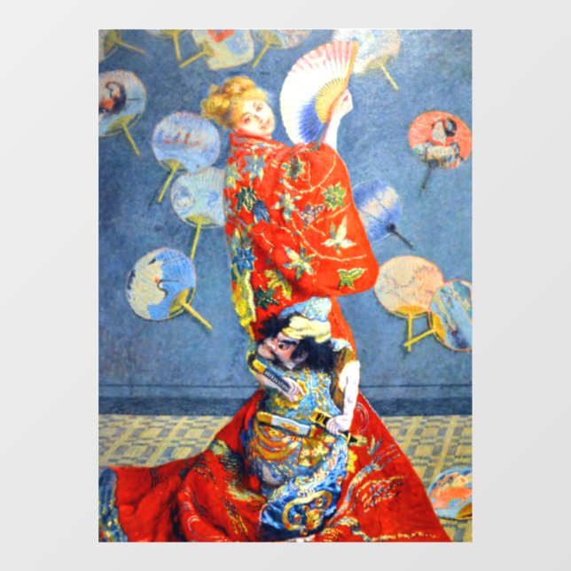 Autocollant Pour Fenêtre Femme Monet en costume japonais (Feuille)