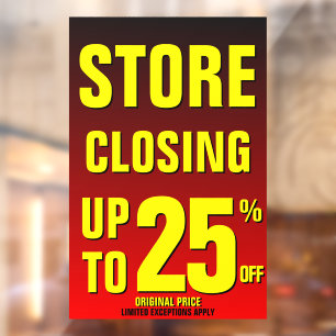 Autocollant Pour Fenêtre Fermeture du magasin personnalisée jusqu'à 25 % de
