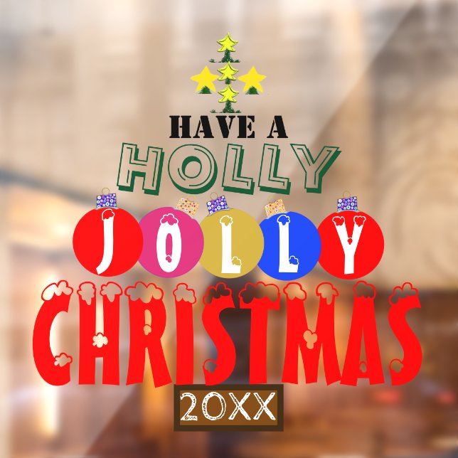 Autocollant Pour Fenêtre Festif Jolly Arbre d'ornements de Noël (Feuille 2)