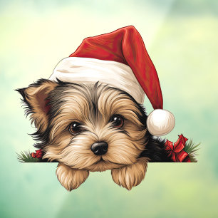 Autocollant Pour Fenêtre Festif Noël Yorkshire Terrier