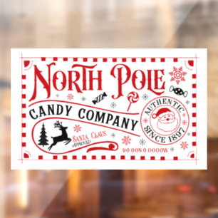 Autocollant Pour Fenêtre Festive Noël North Pôle société de bonbons