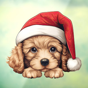 Autocollant Pour Fenêtre Festive Noël Poodle Cling fenêtre