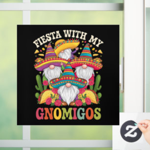 Autocollant Pour Fenêtre Fête avec mes Gnomigos Gnome Cinco De Mayo