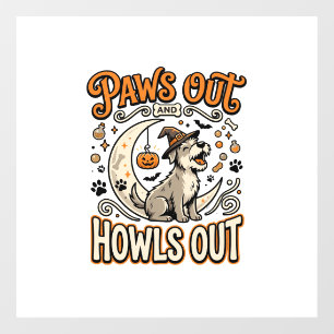 Autocollant Pour Fenêtre Fête de hurlement d'Halloween pour chiens