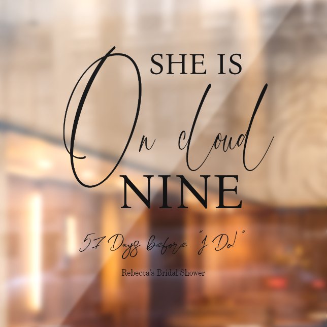 Autocollant Pour Fenêtre Fête de Mariage Calligraphie On Cloud Nine 9 (Feuille 2)