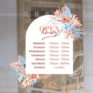 Autocollant Pour Fenêtre Feuilles tropicaux et arche à heures ouvertes