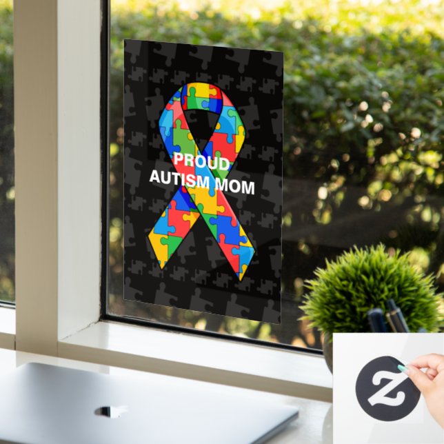 Autocollant Pour Fenêtre Fière Personnalisée Autisme Maman/Papa Puzzle Ruba (Bureau)