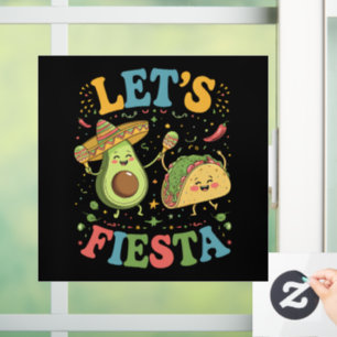 Autocollant Pour Fenêtre Fiesta Avocado Et Tacos Cinco De Mayo