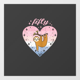 Autocollant Pour Fenêtre Fille de 50 ans anniversaire mignonne paresseux 50