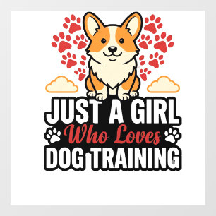Autocollant Pour Fenêtre Fille de dressage de chien Corgi Vintage Vector Sh