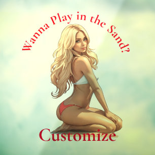 Autocollant Pour Fenêtre Fille de plage de Bikini Thunder_Cove