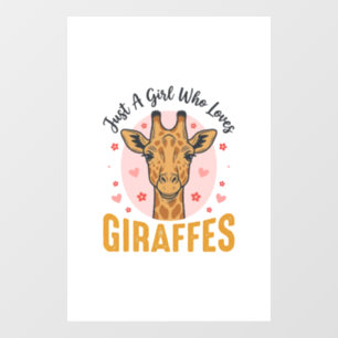 Autocollant Pour Fenêtre Fille qui aime les girafes Dessin de gravure vinta