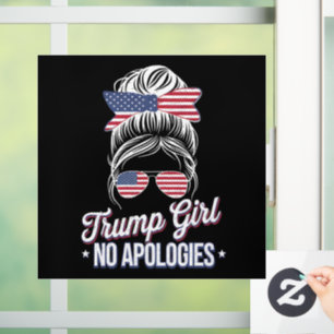 Autocollant Pour Fenêtre Fille Trump Pas d'Excuses Bun Méssé Rétro Vintage