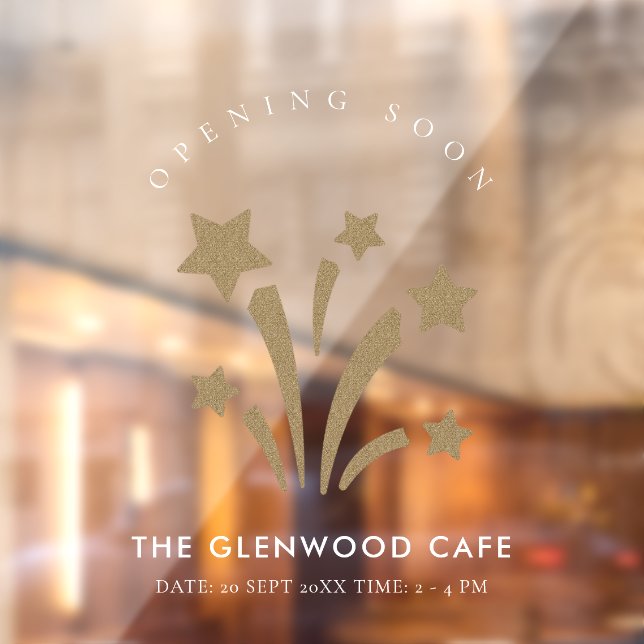 Autocollant Pour Fenêtre Firework Star Gold White Ouverture Bientôt (Feuille 2)