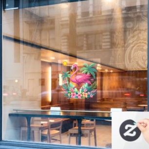 Autocollant Pour Fenêtre Flamingo rose tropicale/Floride