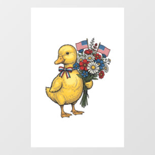 Autocollant Pour Fenêtre Fleur de Caneton Patriotique Bouquet de Fleurs Vin