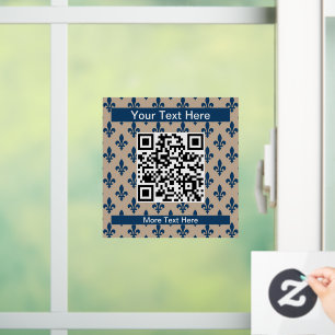 Autocollant Pour Fenêtre Fleur de Lis Motif, Français, Royal, Bleu marine