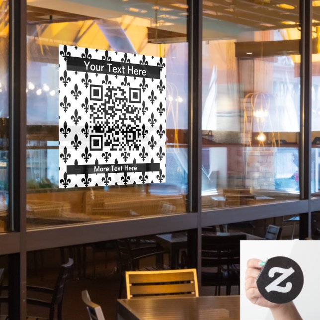 Autocollant Pour Fenêtre Fleur de Lis Motif, française, royale, noire (Fenêtre du restaurant)